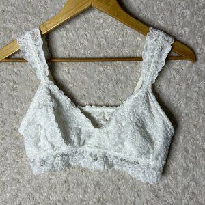 Aerie White Lace Bralette Soft‎ Padded Wireless Comfort Bra L/G Large